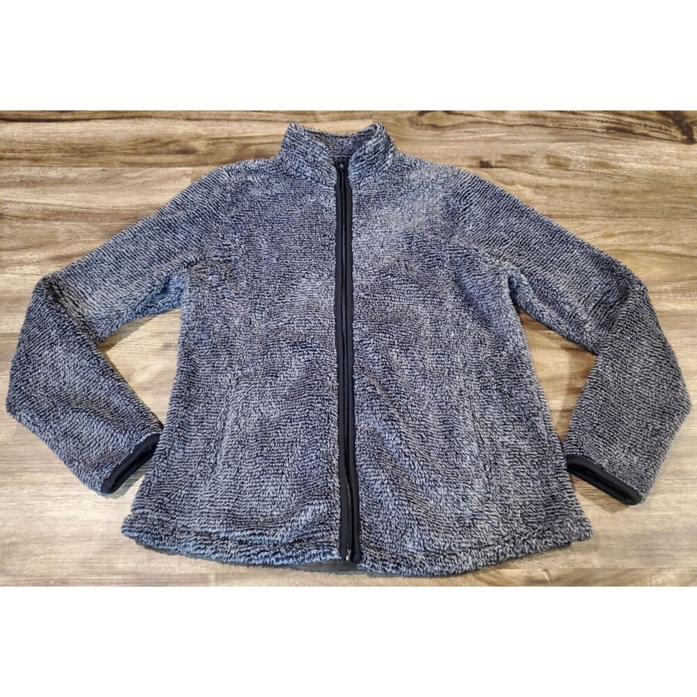 Faded Glory Women's Small SUPER Soft Plush Cozy Fleece Jacket Gray Black